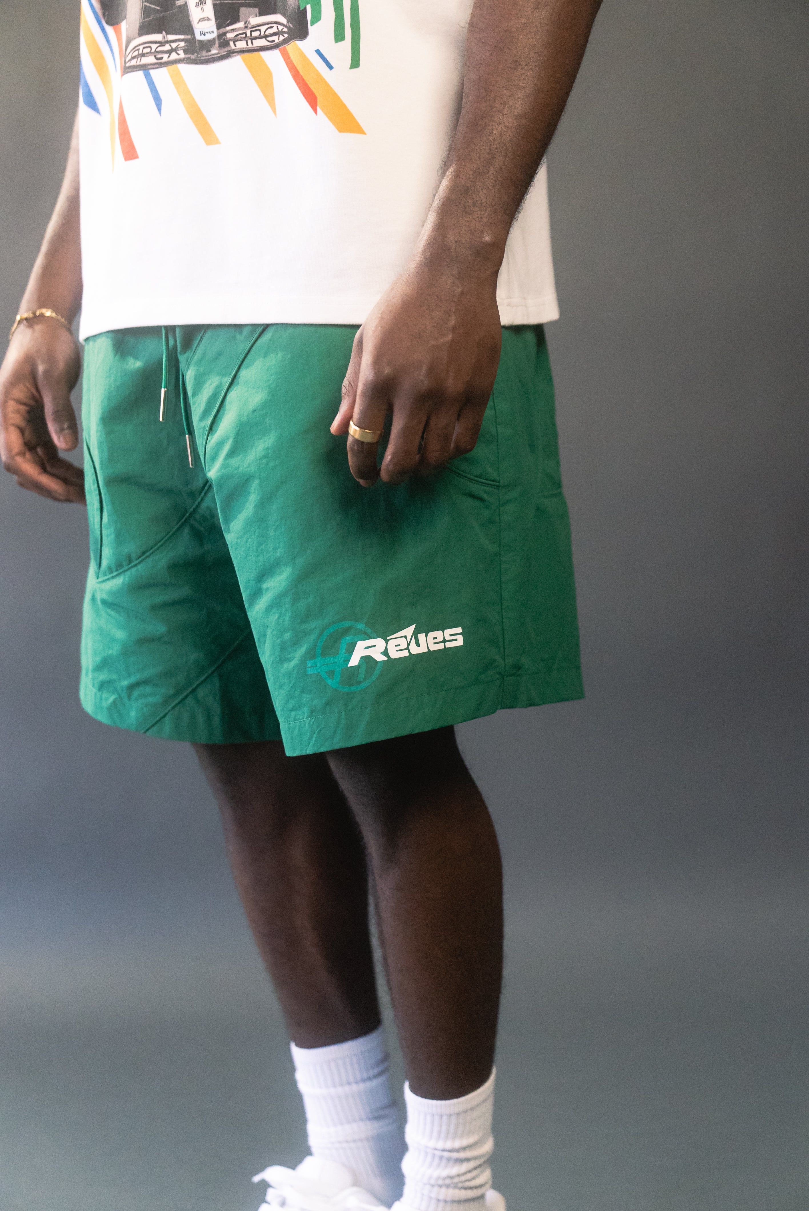 Green "Linear" Premium Nylon Shorts