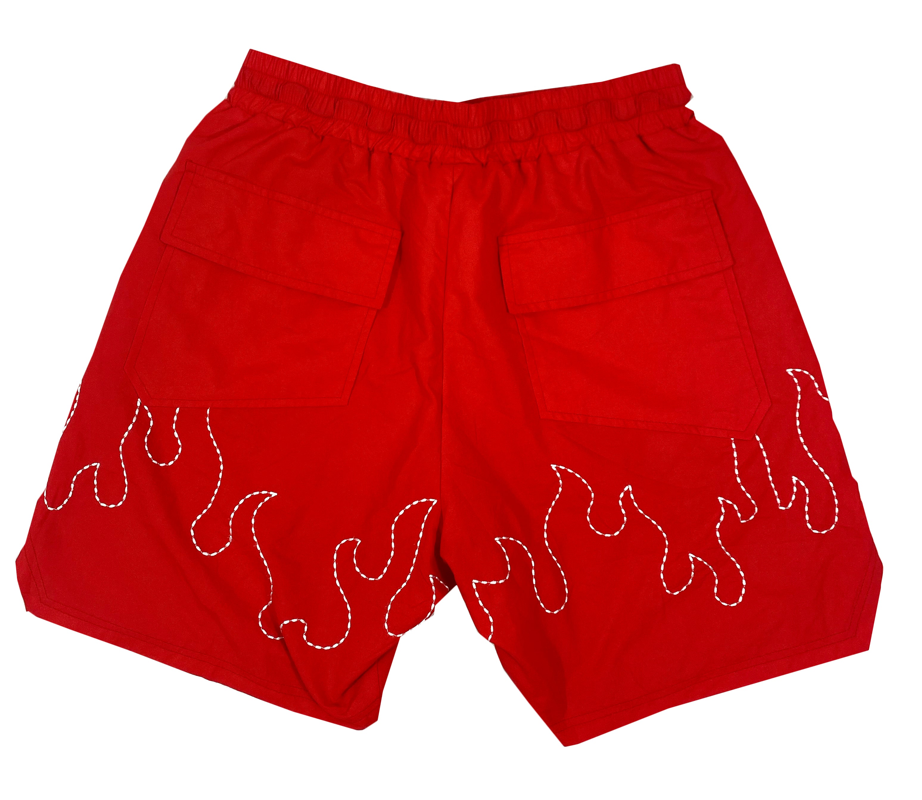 Red  "Inferno" Hand Stitched Shorts